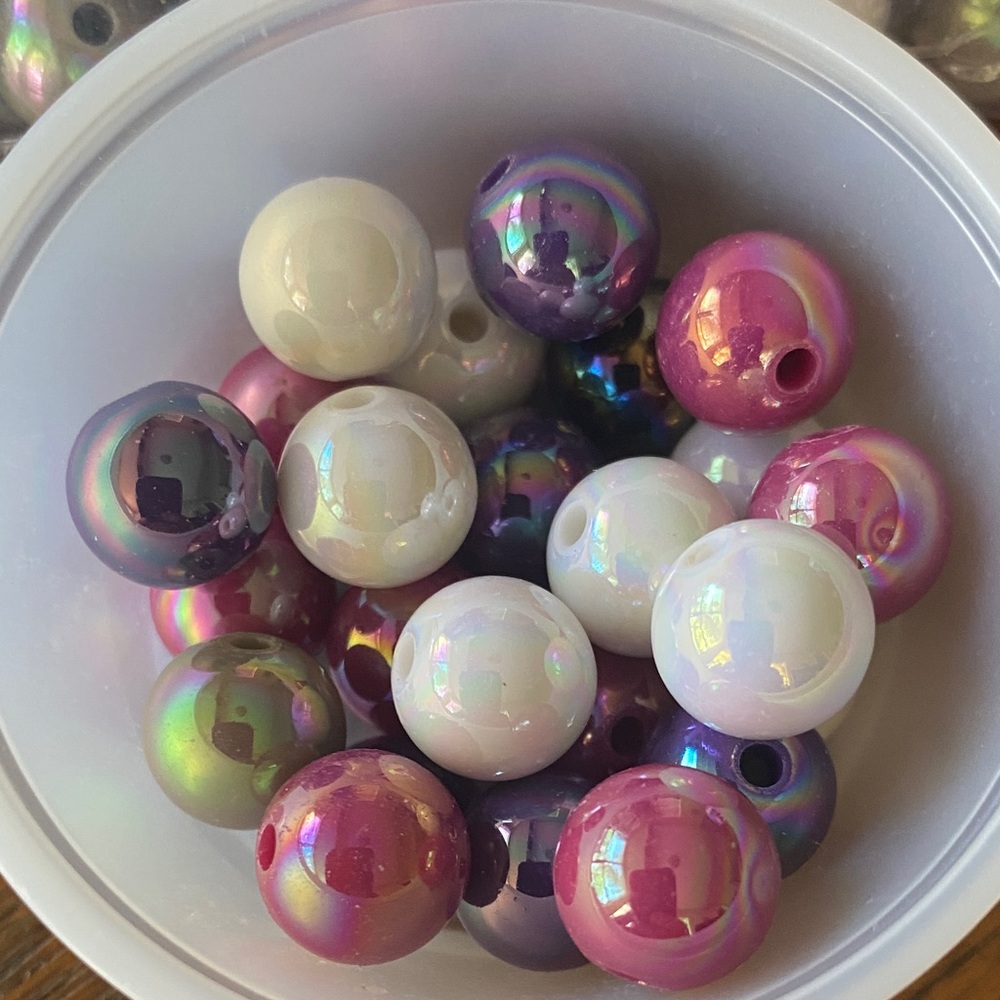 5 oz. Bag Iridescent Beads *White, Plum, Gunmetal, Grey*